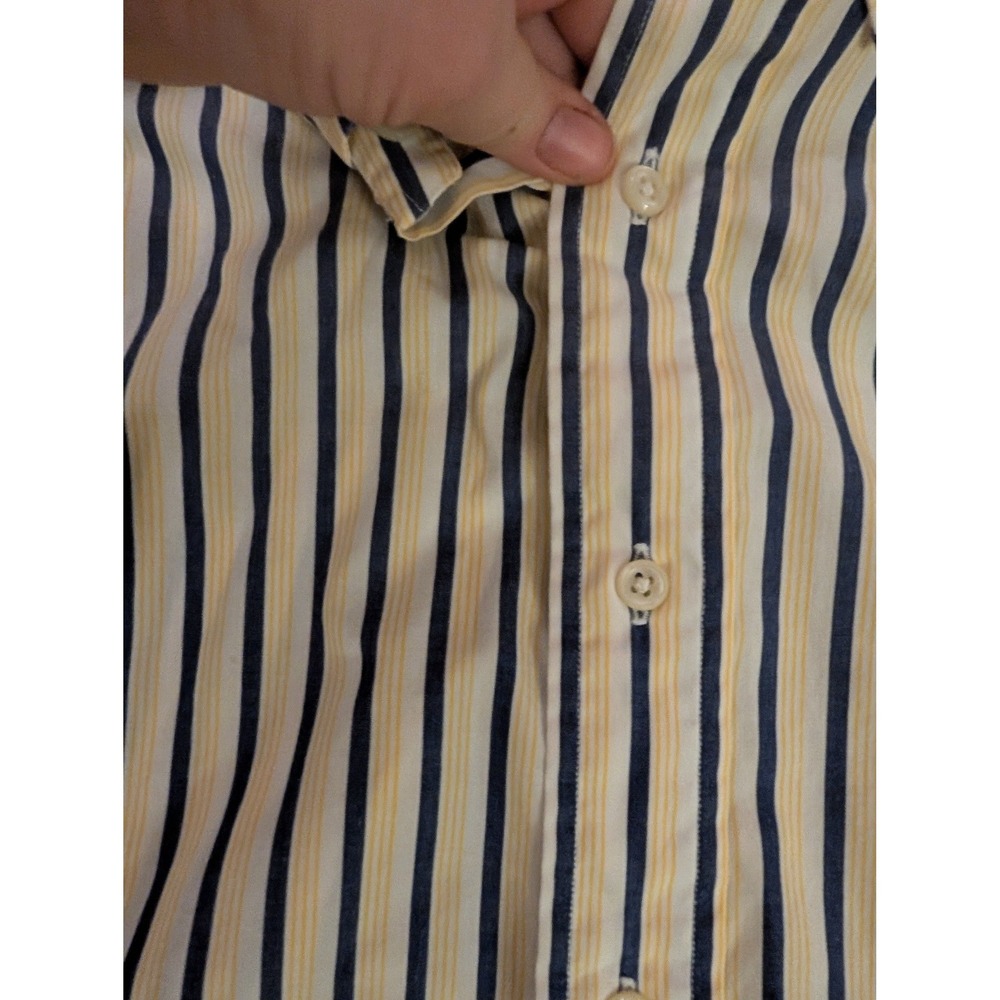 Vintage Ralph Lauren Yarmouth Shirt Men's Yellow Blue Striped Cotton Logo- XS - Picture 5 of 6